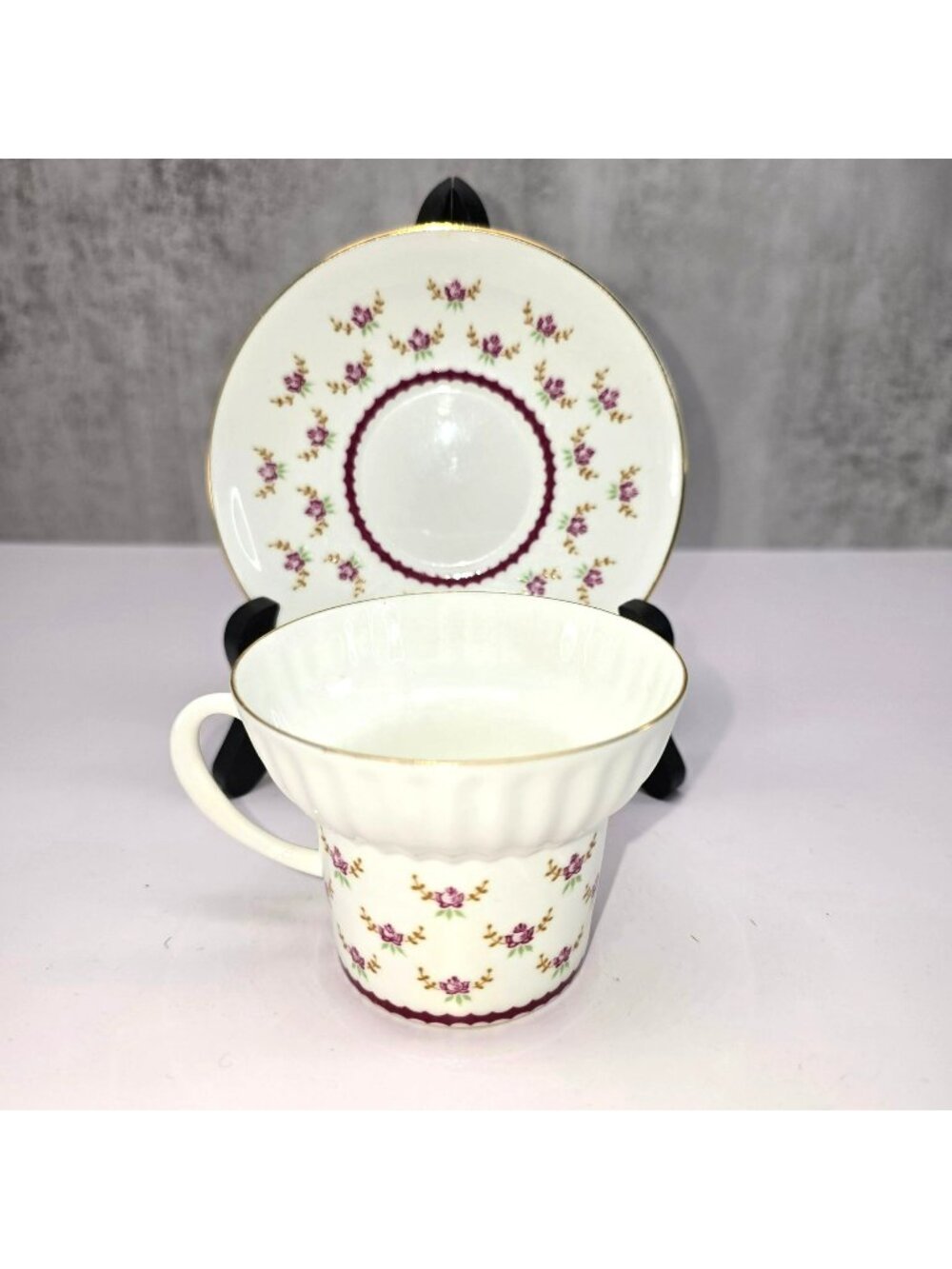 Vintage Russian Porcelain Espresso Coffee Cup & Saucer Set Floral Design VL5153